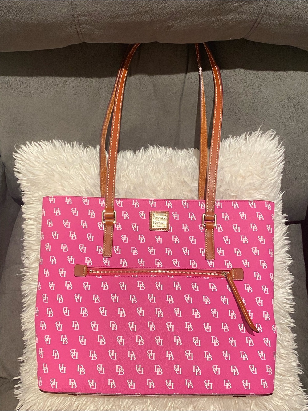 DOONEY BOURKE Gretta Signature Lexington Large Shopper Tote Shoulder Purse PINK
